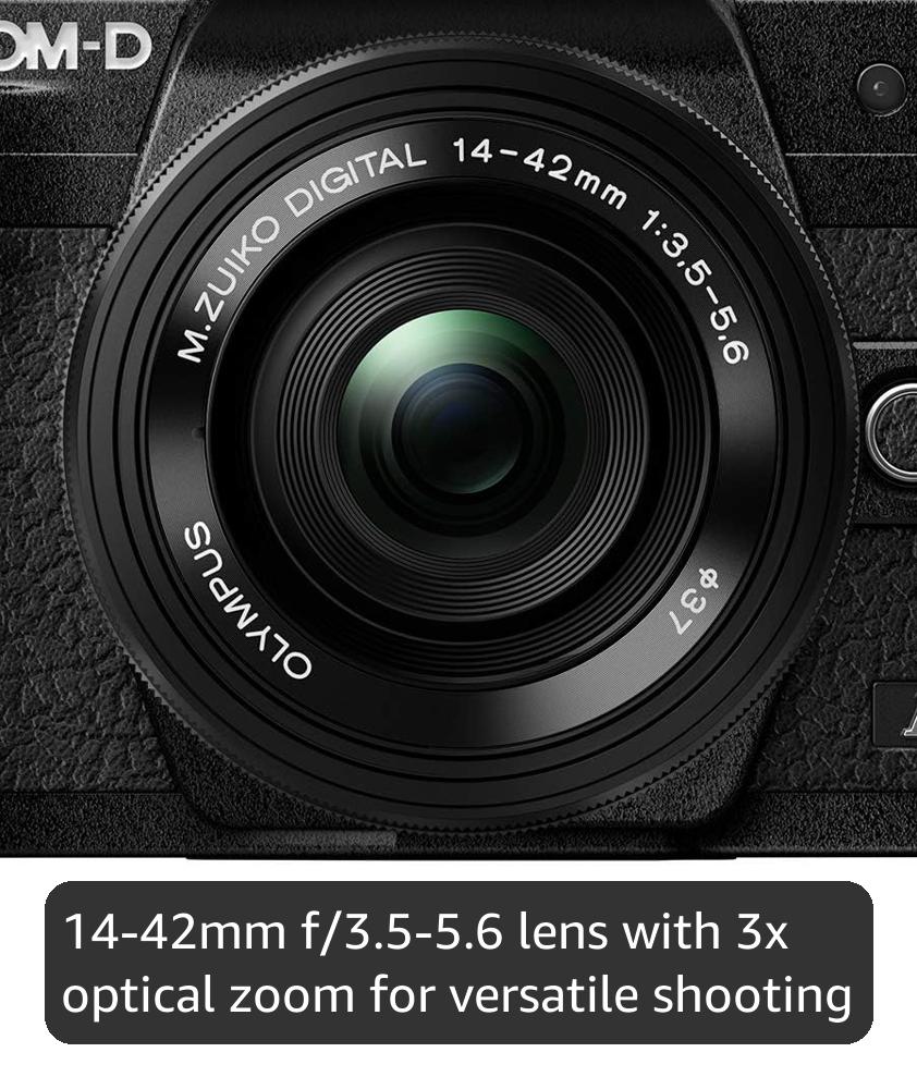 OM SYSTEM Olympus E-M10 Mark IV Black Micro Four Thirds System Camera M.Zuiko Digital ED 14-42mm F3.5-5.6 EZ kit 20MP Sensor 5-Axis Image Stabilization 4K Video Wi-Fi