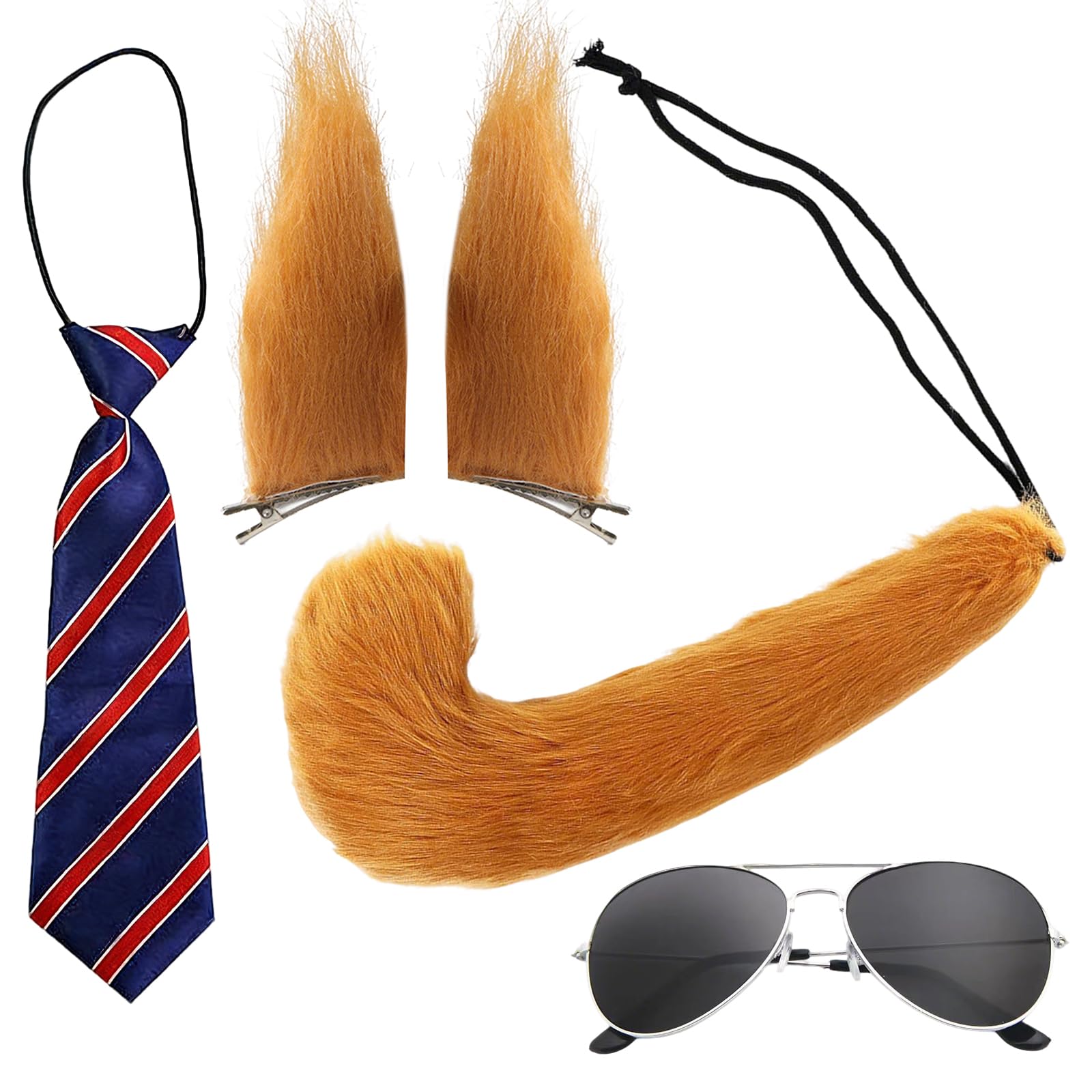 WanderGo 4 Pcs Fox Costume Included Fox Ears and Tail Fox Sunglasses
