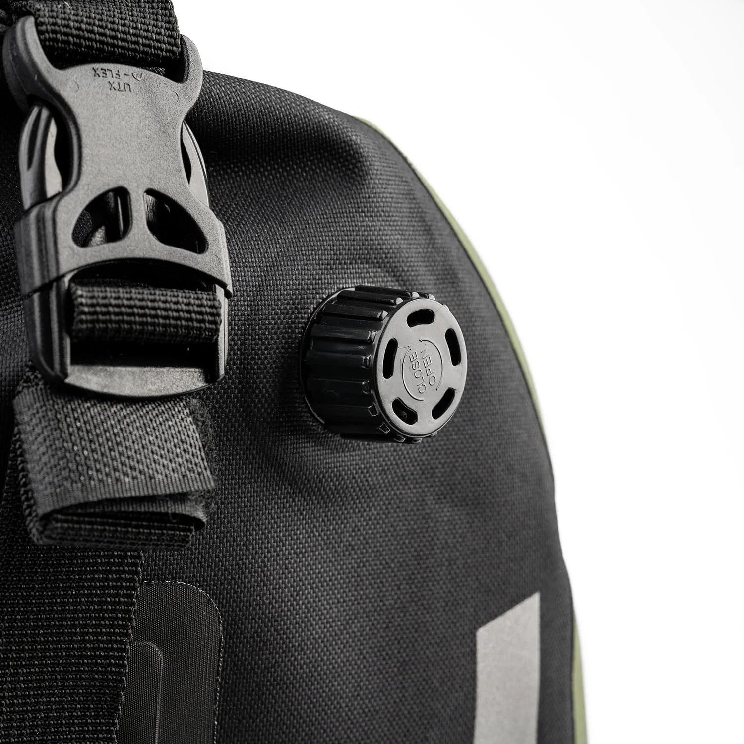 Lone Rider Waterproof Duffel Dry Bag 30L - Motorcycle Dustproof Roll Top Tail Backpack for Camping Kayaking Boat - 600D TPU, Welded Seams, Air Valve, MOLLE Panels, Quick-Release Straps - Olive Green - Image 5