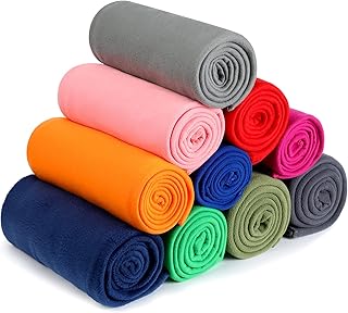 10 Pack Fleece Throw Blanket 50 x 60 Inch Travel Blanket, Solid Colors Fleece Blanket Airplane Blanket for Home, Bed, Sofa, Couch, Dorm, Pet