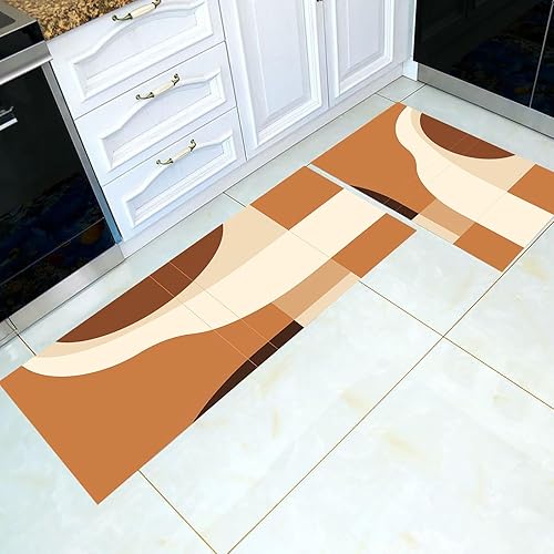 Aesthetics - Alfombra de cocina bohemia con diseño de mármol, antideslizante, tapete para puerta de cocina