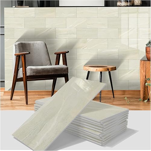 Miniatura 8 de TUOKING 99 azulejos autoadhesivos para salpicaduras de cocina, de 4 x 12 pulgadas, de PVC, autoadhesivos, de metro, piedra mate, azulejos de pared