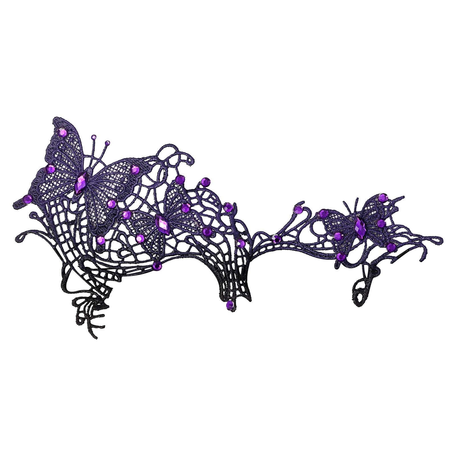 Oidea Womens Masquerade Mask: Halloween Butterfly Spiderweb Lace Half Face Mask Costume Prom Cosplay Party Masks Purple