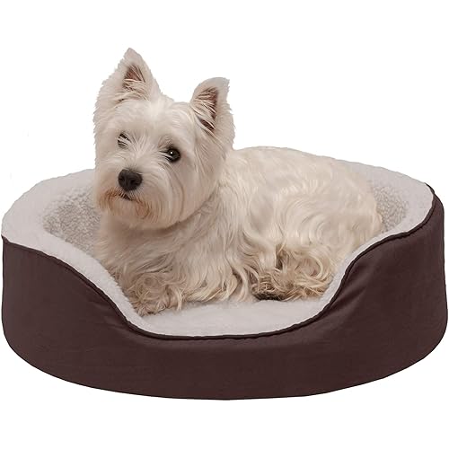 Furhaven Pet Beds for Small, Medium, and Large Dogs - Round Oval Cuddler Supportive Dog Bed with Removable Cover - Multiple Sizes & Styles