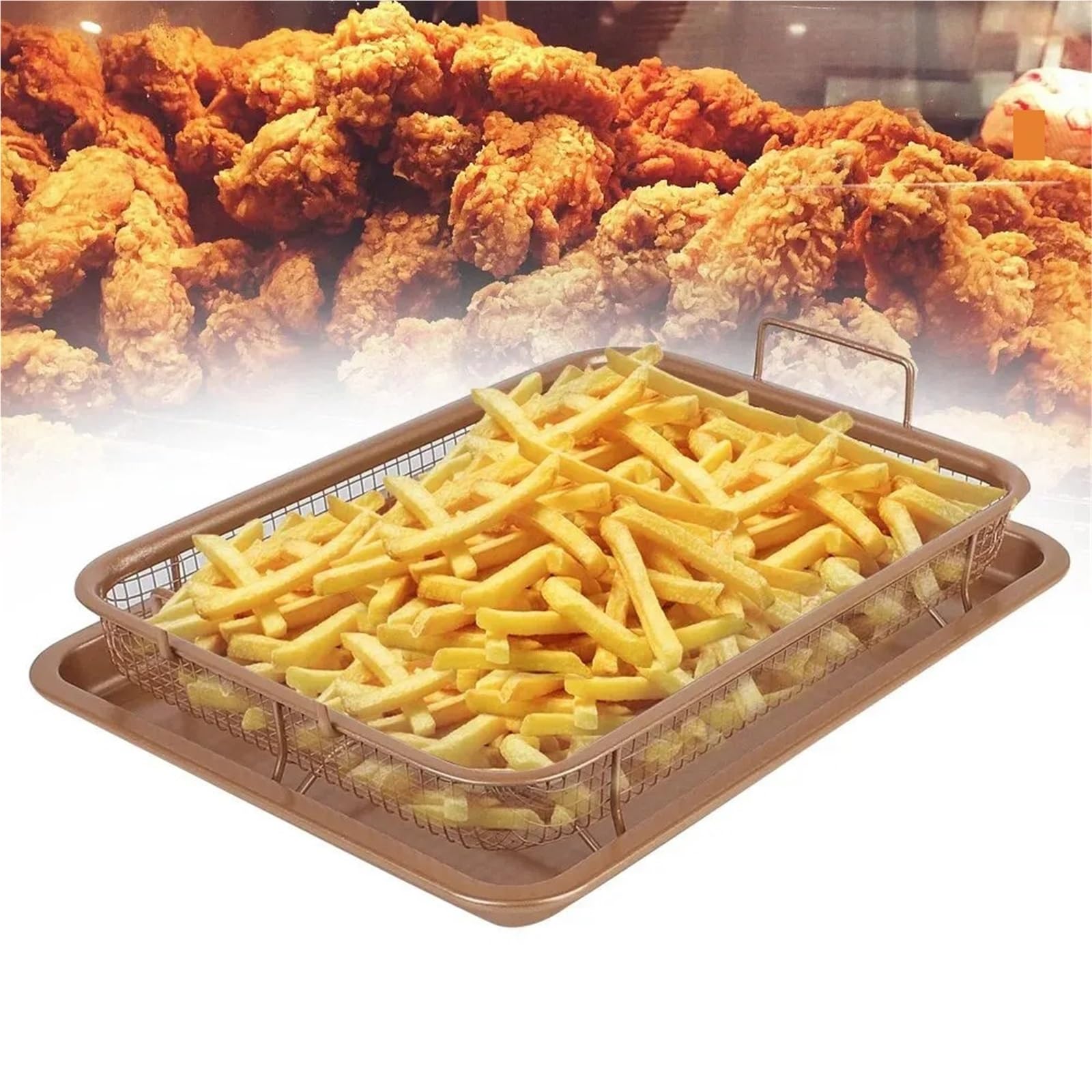 Teglia da Forno in Acciaio Inox, cestello Antiaderente per Patatine Fritte, Padella per friggere l'olio, griglia Croccante, per Forno, friggitrice ad Aria, Barbecue