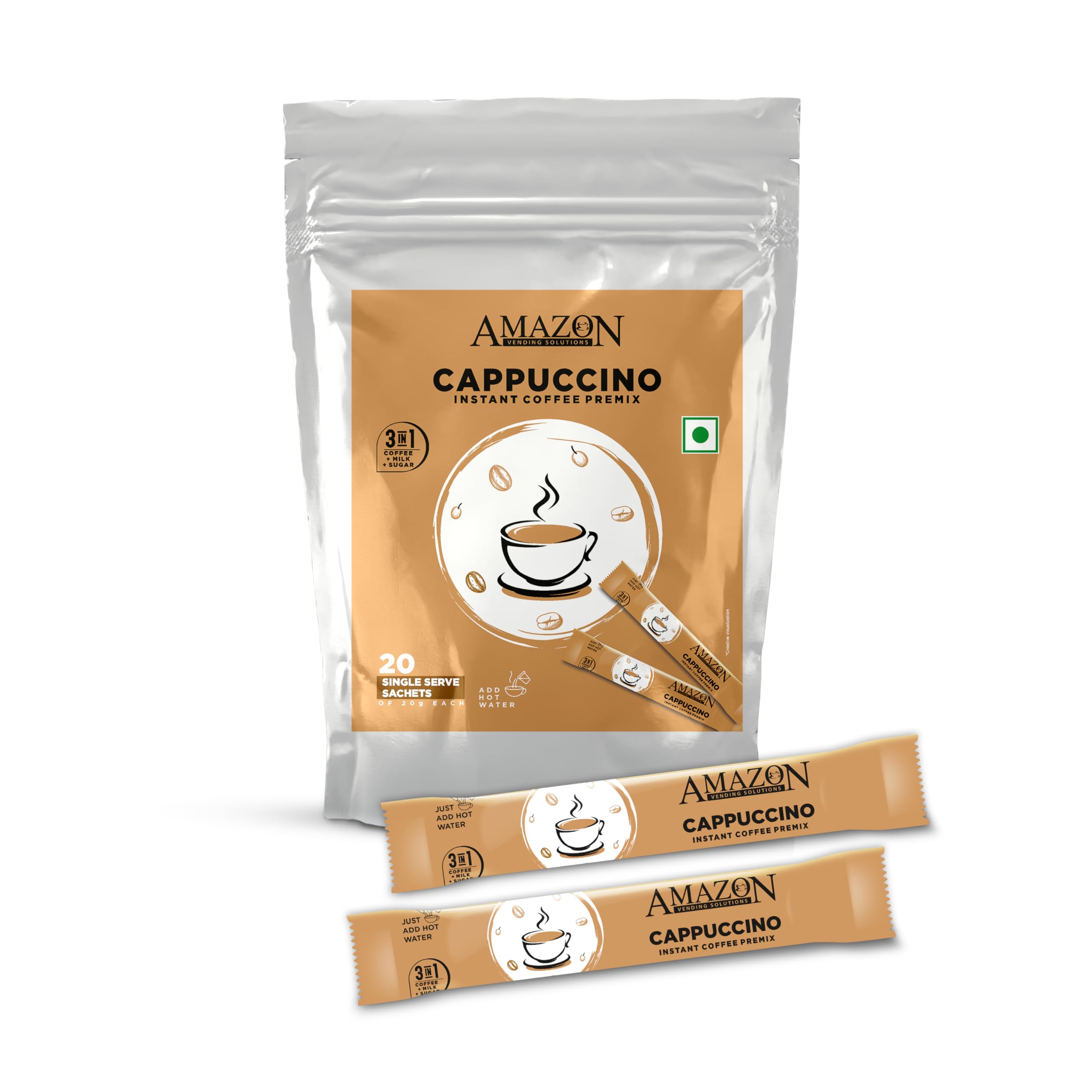 AMAZON 3 In 1 Instant Cappuccino Coffee Premix 20 Sachets Each 20 grams Pack Of 1 (B0CLS6DKZ5) Amazon Price History, Amazon Price Tracker