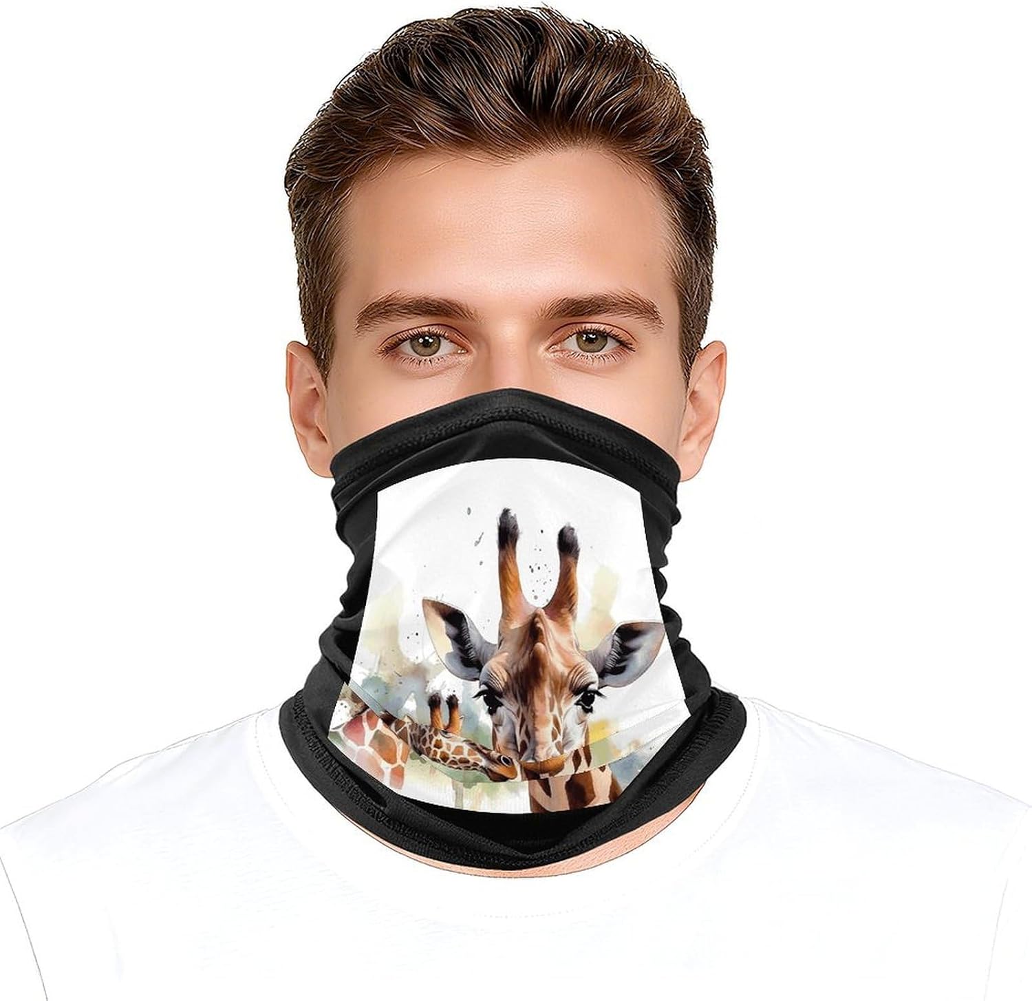 Cycling Neck Gaiter Upf 50+ Sun Protection Cooling Quick-Dry Balaclava Watercolor Deer Giraffe Face Mask Breathable Bandana for Biking Motorcycle Running Hiking & Outdoor Work