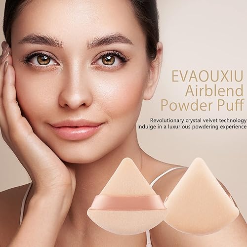 Miniatura 3 de 2 piezas de polvo triangular para polvo facial, esponja suave de felpa, esponja cosmética de terciopelo, herramientas de maquillaje de belleza