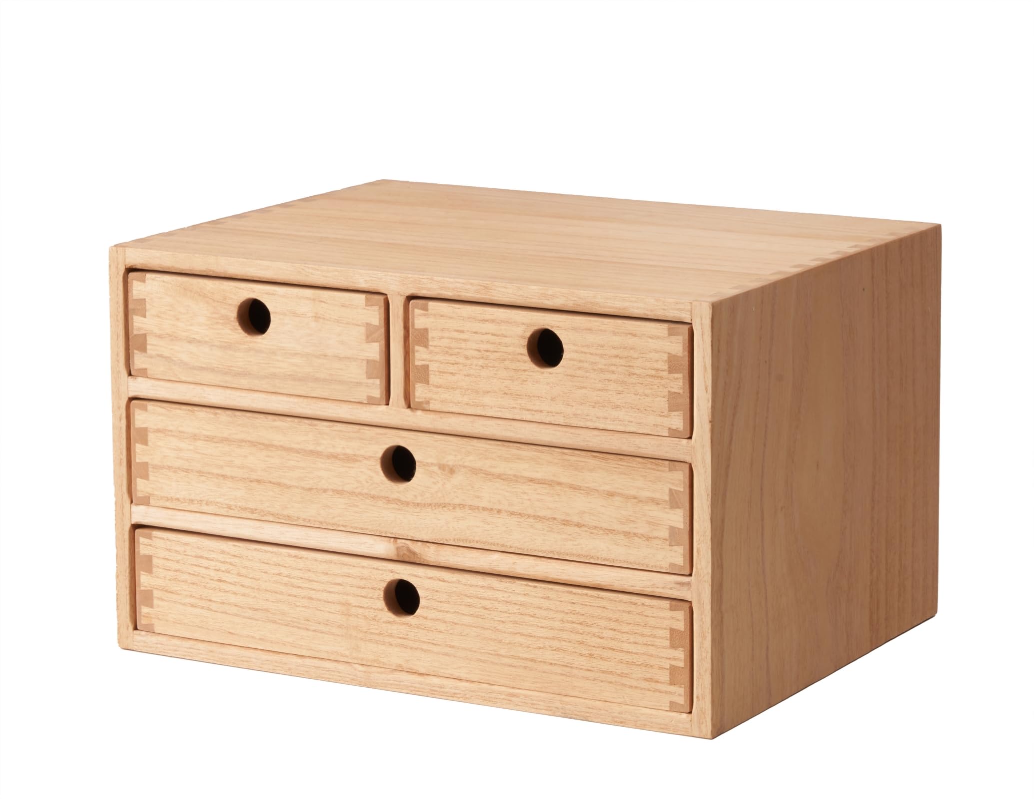 KIRIGEN Schreibtisch-Organizer aus Paulownia-Holz, 35 x 27 x 21,5 cm, Schubladenbox mit 4 Schubladen, stapelbare Dokumentenablage für A4-Papier, Büro und Homeoffice Natur