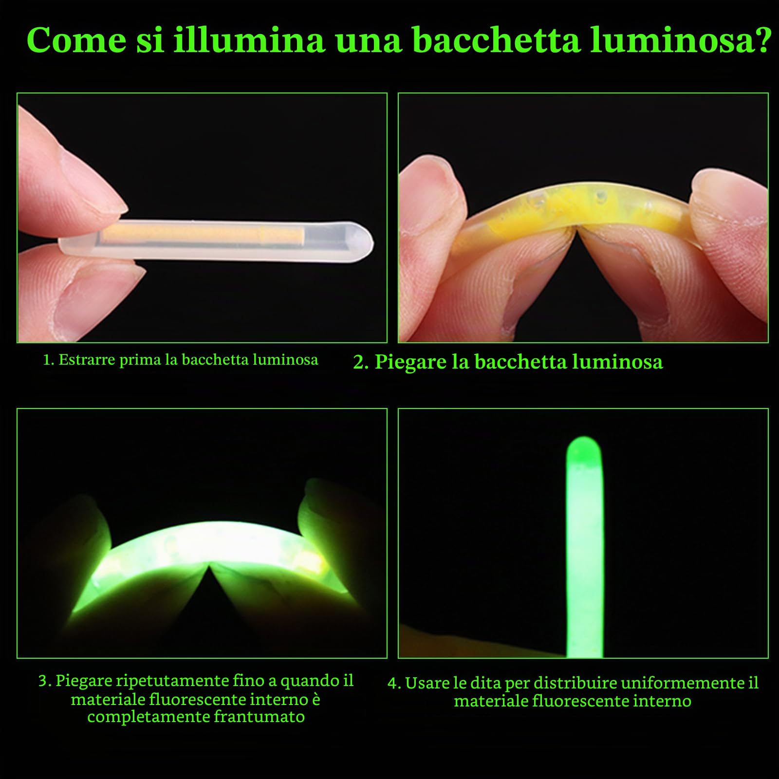 50 Pezzi Bastoni di Light di Pesca,4.5 x 37.5 mm Starlight Pesca Notturna,Verde Luce Fluorescente Pesc,Glow Stick Pesca per Pesca Notte