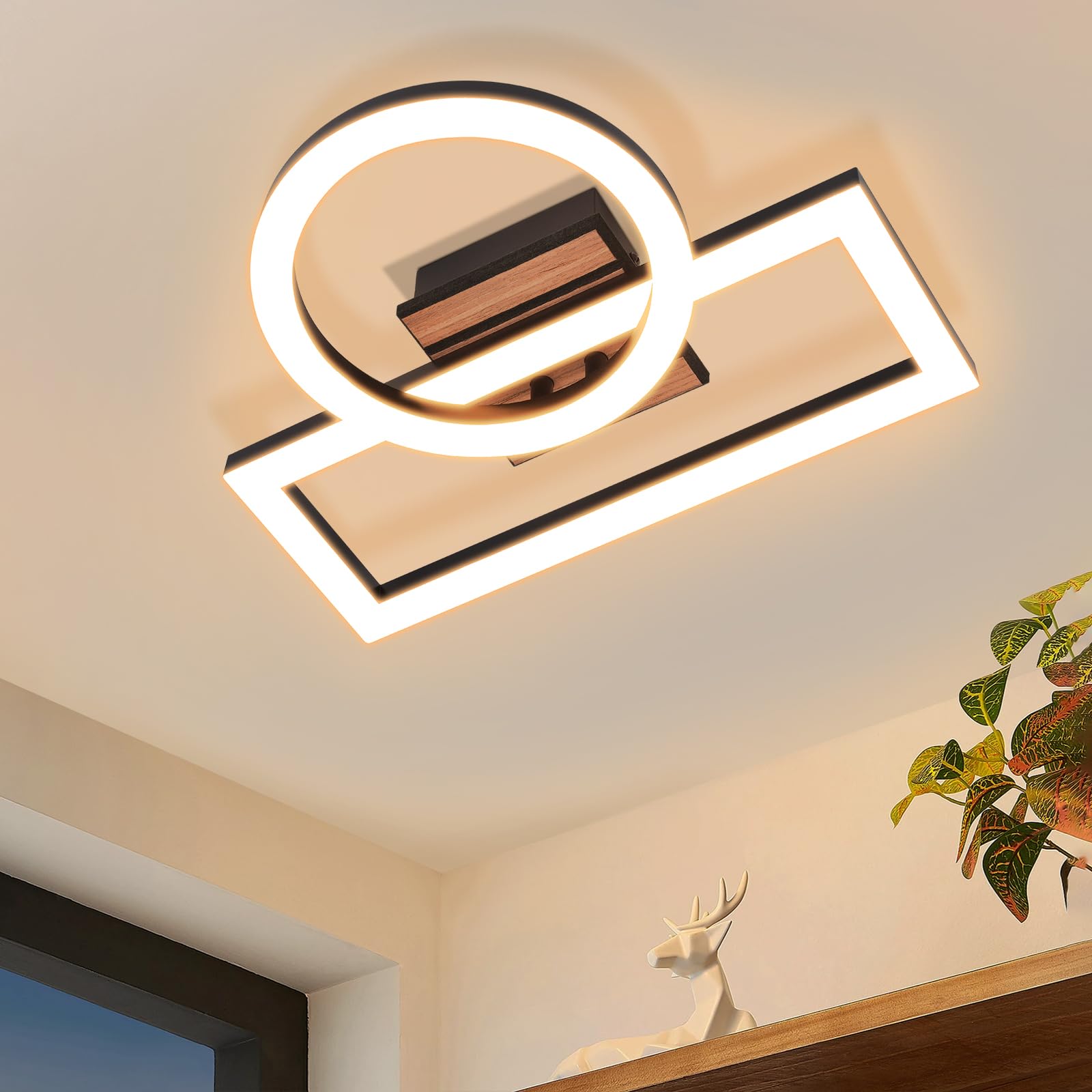 ZMH Deckenlampe Wohnzimmer LED Deckenleuchte Schwarz 34,5 cm Küchenlampe