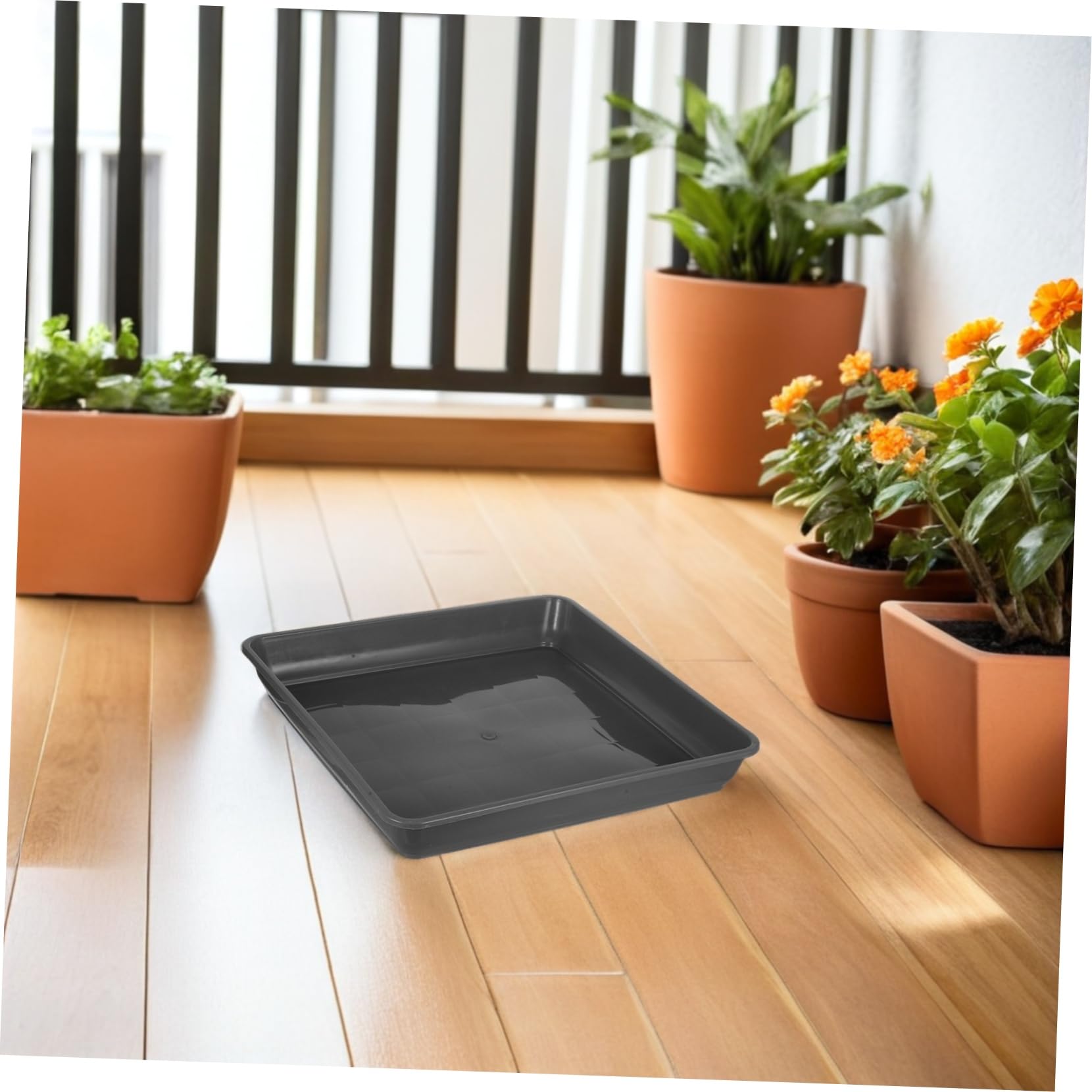 UPKOCH 3 Stück Quadratische Pflanzuntersetzer aus Dickem Wetterbeständigem Kunststoff Stabile Abtropfschalen für Blumentöpfe für Sukkulenten Bonsai Indoor und Outdoor Graue Pflanzschalen