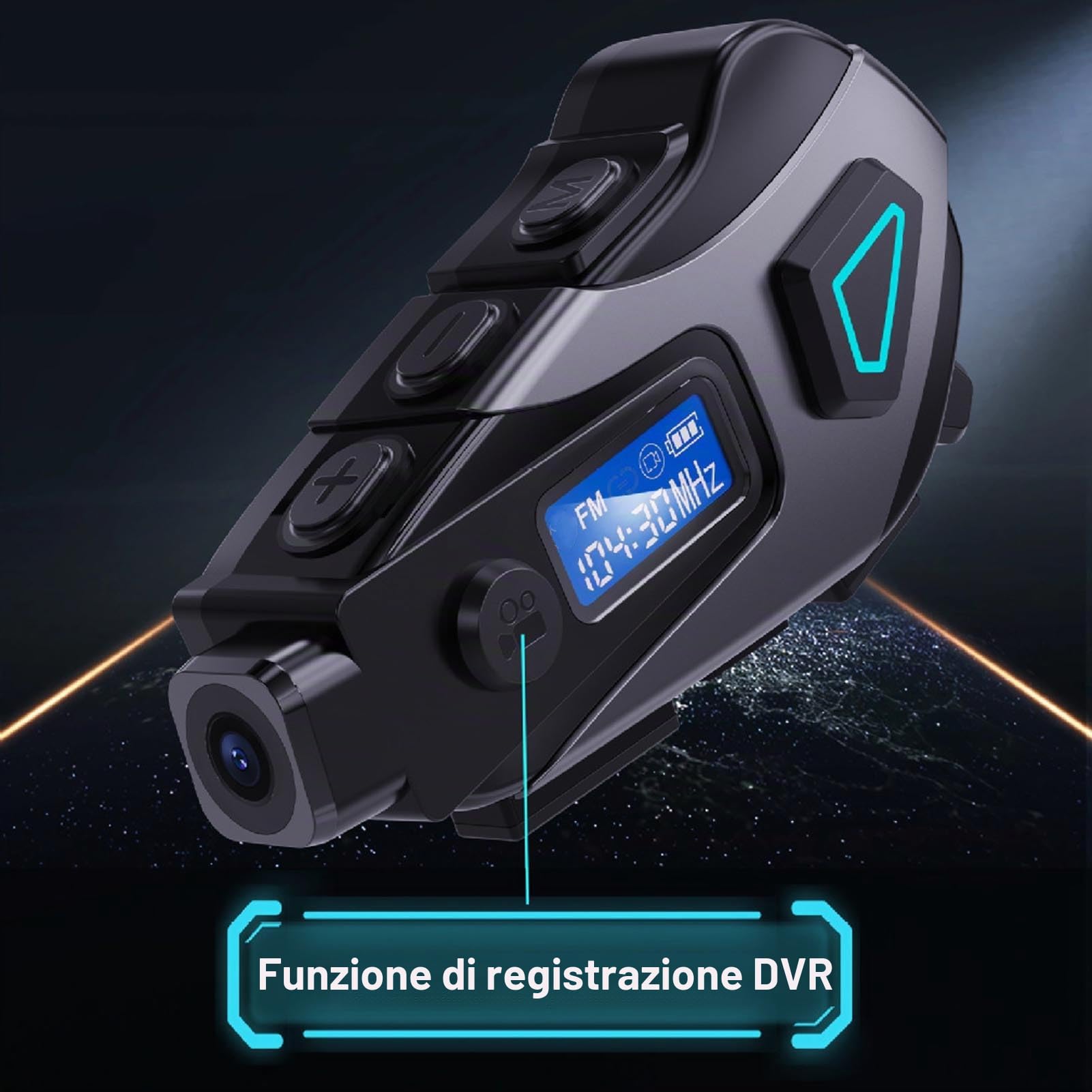 VBESTLIFE Auricolare Bluetooth per Casco Moto con Fotocamera 1080P, Altoparlanti per Casco con Microfoni, Citofono/chiamata in Vivavoce/musica/resistente All'acqua/cancellazione del Rumore