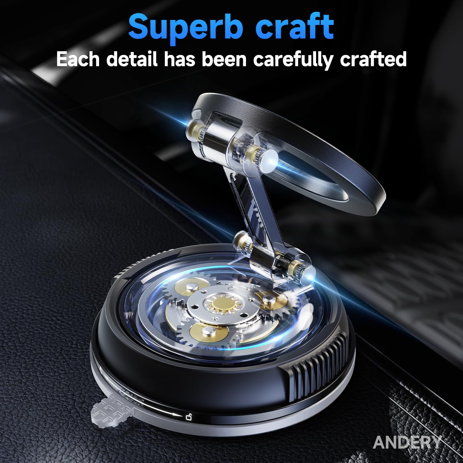 ANDERY Soporte para teléfono de coche para Magsafe [78+LBS de succión más fuerte y 2400gf magnético] Montura de teléfono de coche ajustable en 360°, soportes de teléfono para tu coche para iPhone 17