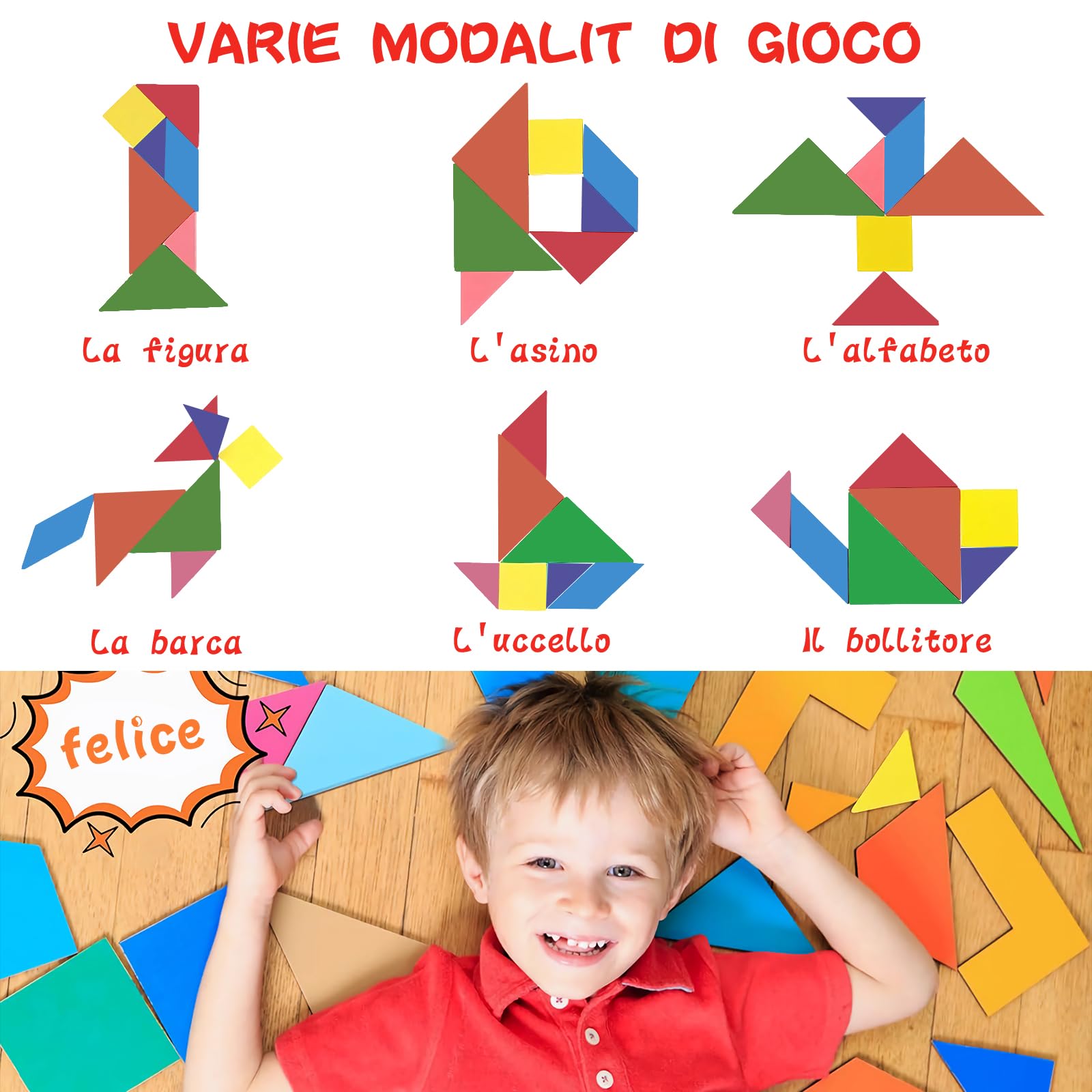 Tangram zestaw 24 gadżetów na urodziny dziecka, prezenty urodzinowe dla dzieci, fantastyczna gra logiczna, Tangram puzzle, prezenty dla dzieci
