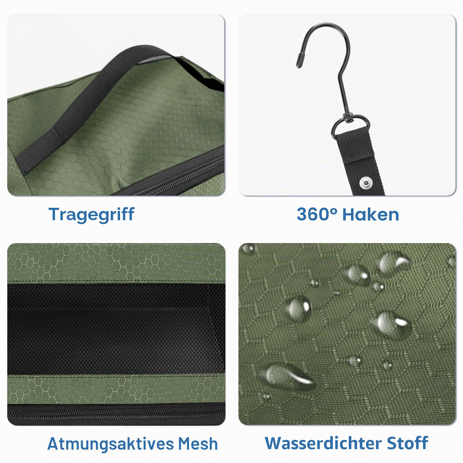Olosar Koffer-Organizer, Reisegepäck-Organizer, tragbar, hängende Reiseregale, zusammenklappbar, zum Aufhängen, Packwürfel für Handgepäck, Armeegrün, Größe M