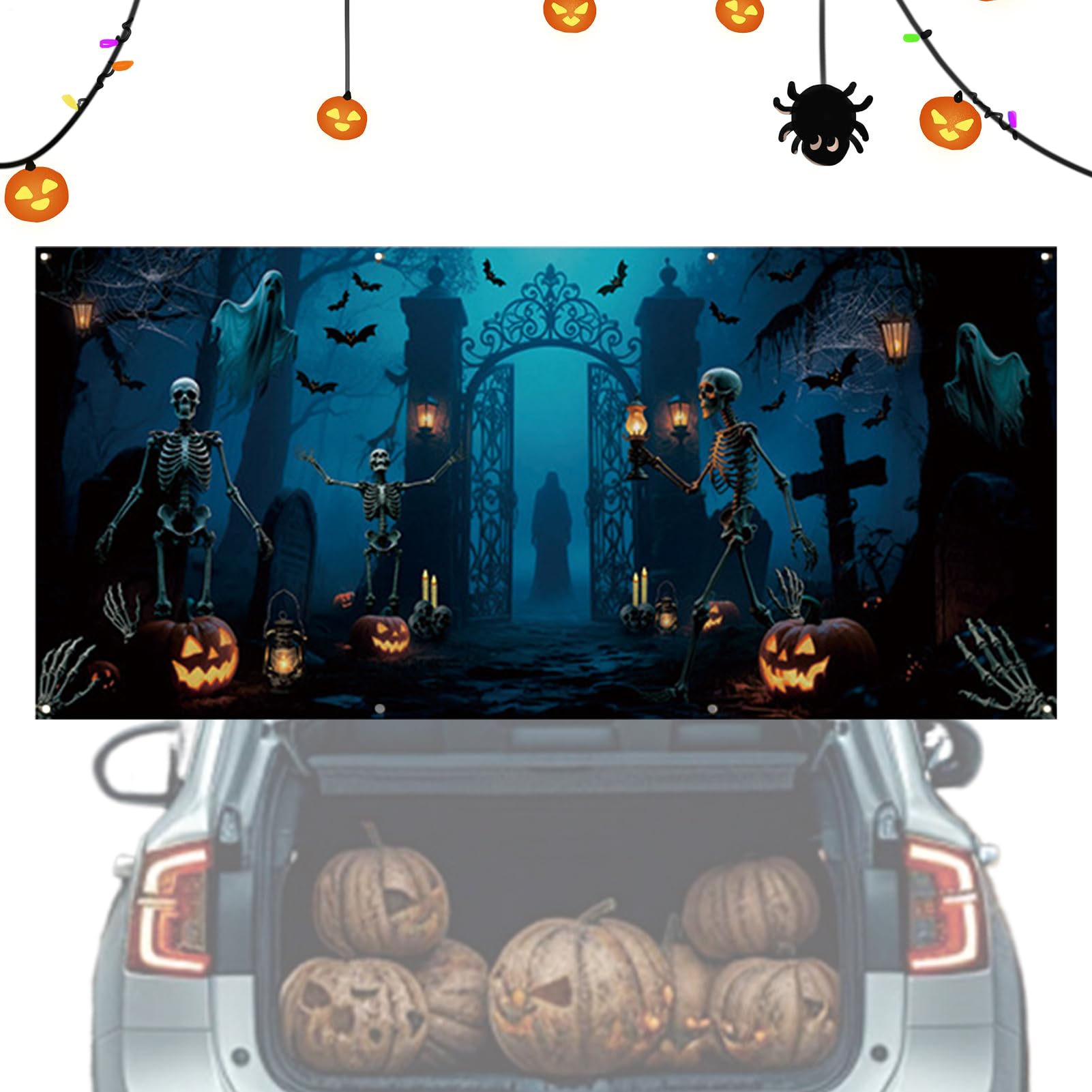 Na Drzwi Garażowe Halloween Dekoracja Świąteczna Na Patio 4x1,8 m
