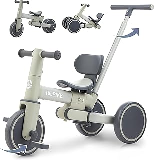 Bobike 5-in-1 Tricycle for Toddlers 18 Months to 5 Years Old, Toddler Bike, Kids Tricycle with Push Handle and Backrest, Toddler Balance Bike with Easy Assembly for Boys and Girls.(Green)