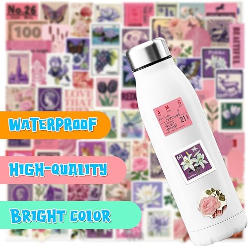 Miniatura 4 de 100 PCS Vintage Pink&Purple Stickers, Aesthetic Sticker for Journaling Scrapbook Water Bottles, Waterproof Vinyl Coquette Art Decals for Bullet