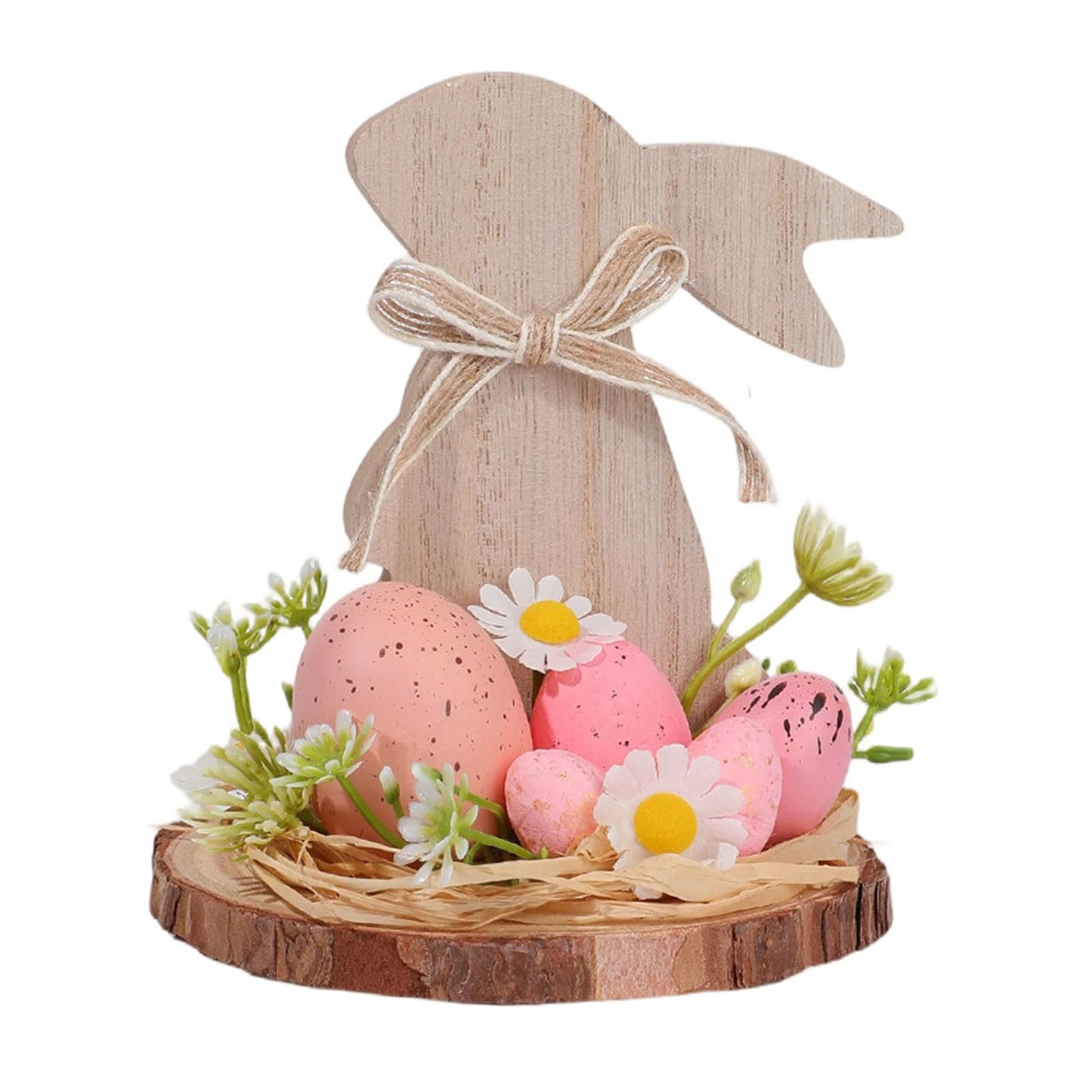 CRFFZ Wood Hare Figurine Easter Decoration for Living Room Nursery Tabletop Mantels Display and Party Centerpieces Easter Table Centerpiece Wooden