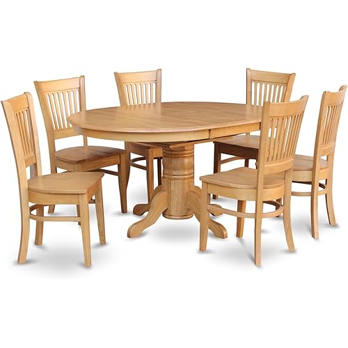 East West Furniture AVVA5-OAK-W Avon 5 Piece Dinette Set for 4 Includes an Oval Table with Butterfly Leaf and 4 Dining Room Chairs, Oak