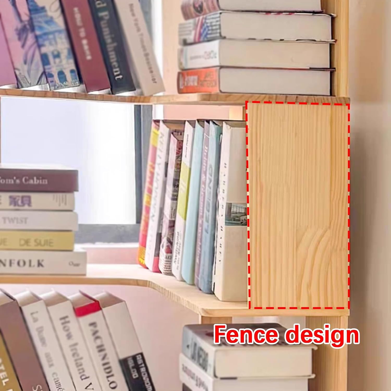 Corner Bookshelf, L-Shaped Industrial Bookshelves, Wood Tall Bookcases, Freestanding Display Shelf Storage Rack for Bedroom, Living Room, Home Office(125.7CM)