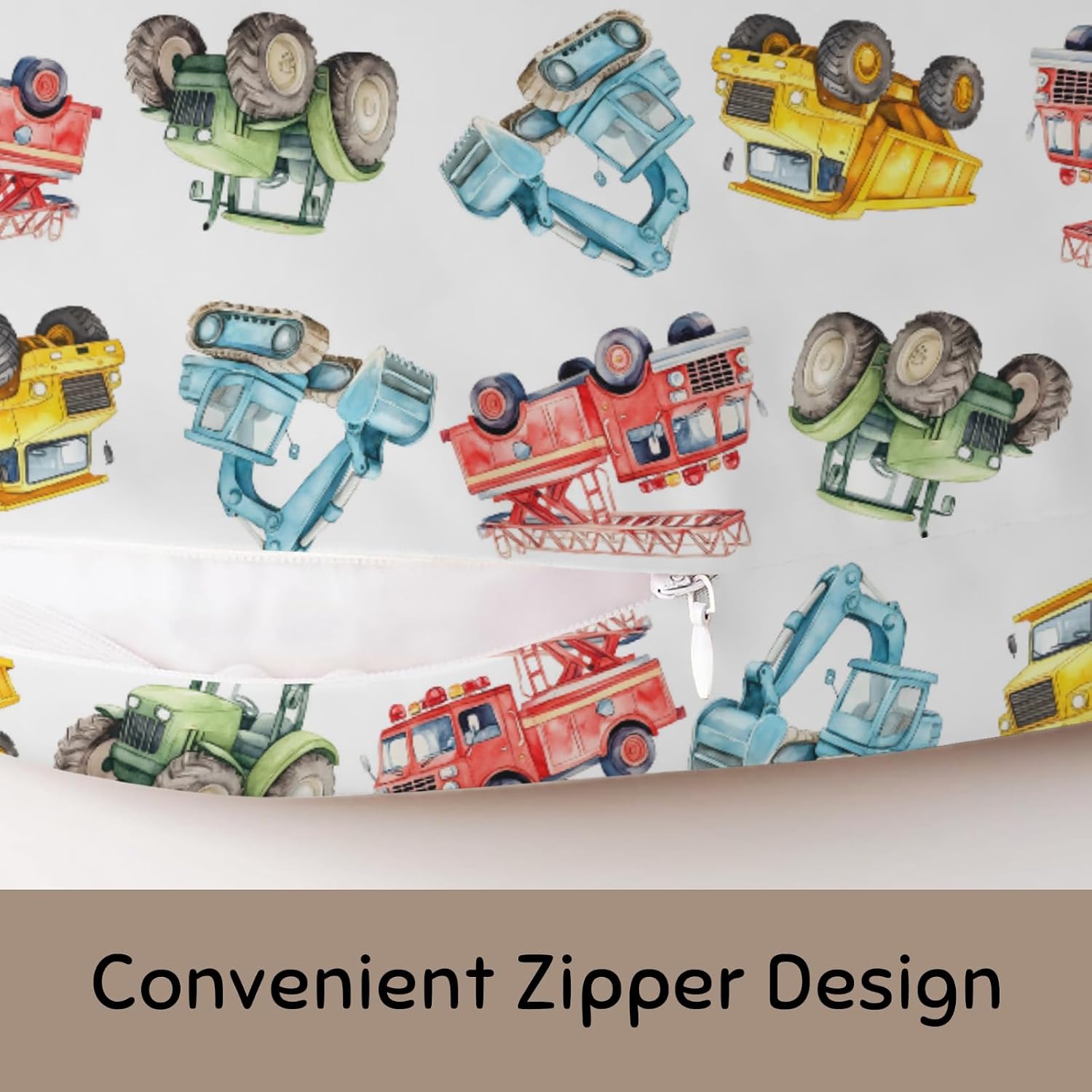 Watercolor Construction Trucks Tractor Firetruck Nursing Pillow Cover Ultra-Soft Comfortable for Baby Girls Boys Colorful Car Vehicles Nursing Cover for Breastfeeding for Newborn Infant