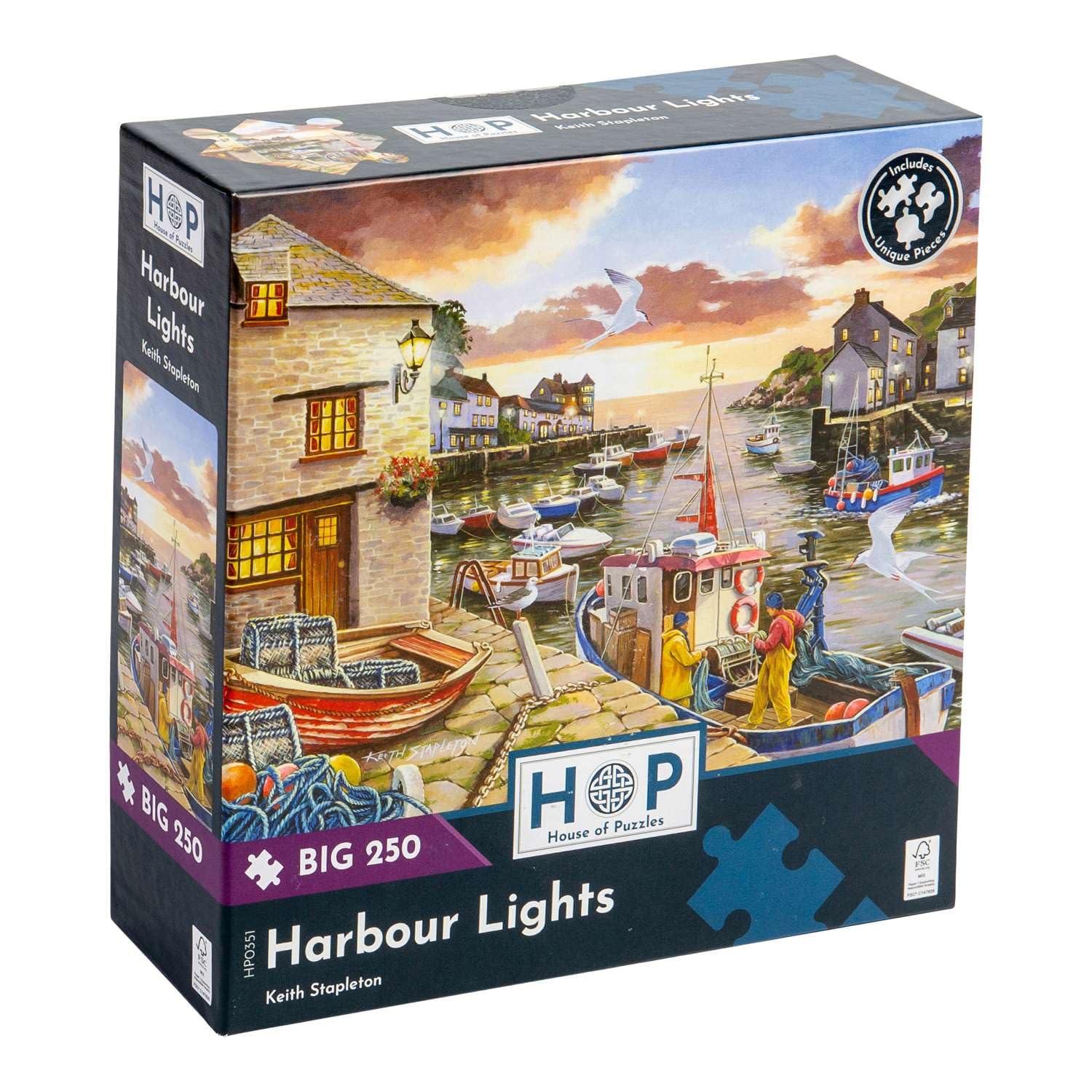 The House of Puzzles - Harbour Lights Jigsaw - Big 250 Piece Jigsaws For Adults & Kids, Extra Large Pieces, Artist Illustrated, Scenic Landscape, Deluxe Puzzle Gifts โ image 1
