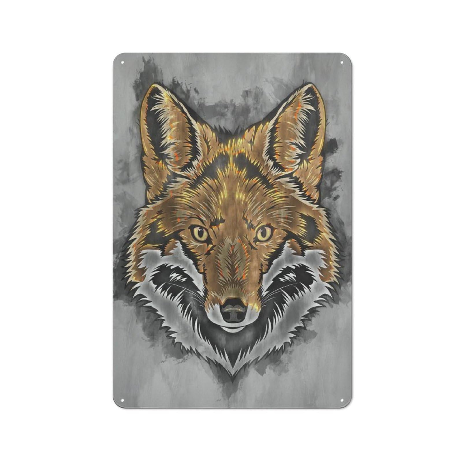 Junmoney Style-21 Vintage Tin Sign 30X20cm With Fox For Garage Or Workshop, For Metal Sign Collectors, For Cafés, Pubs And Restaurants