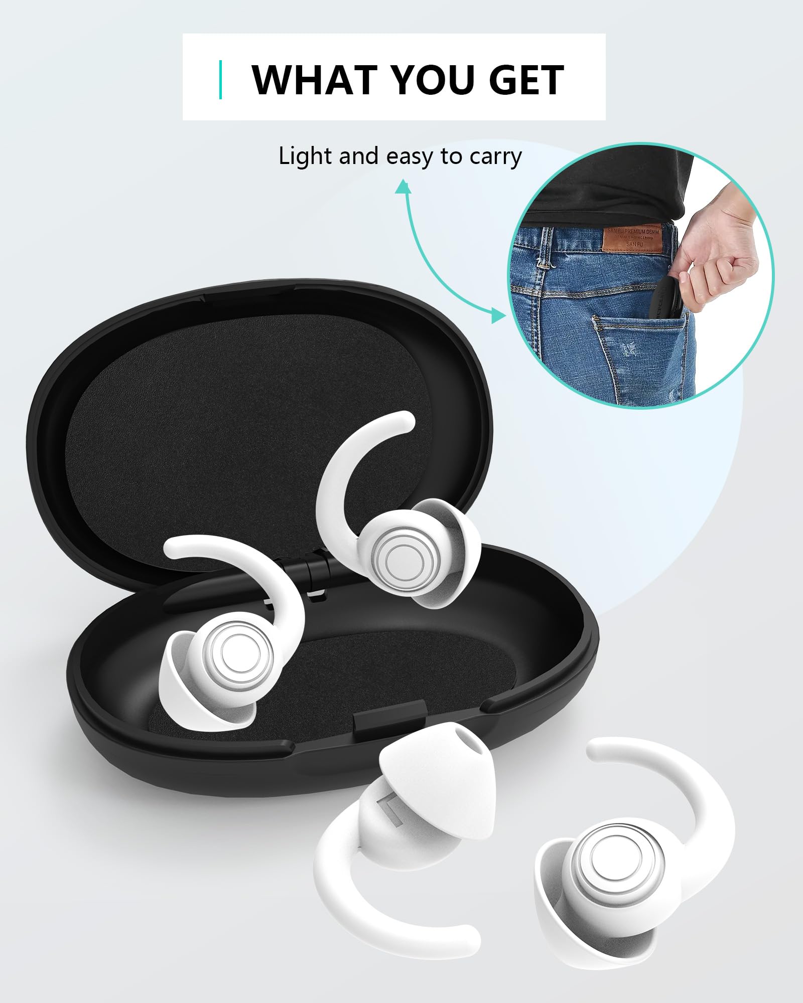 SUPCEAT Silicone Tappi Orecchie per Dormire, 2 Paia Tappi per le Orecchie Antirumore Lavabili Riutilizzabili per Sonno Leggero Riduci i rumori, per Lavoro, Feste, Studio, Discoteca, Concerti (Bianco)