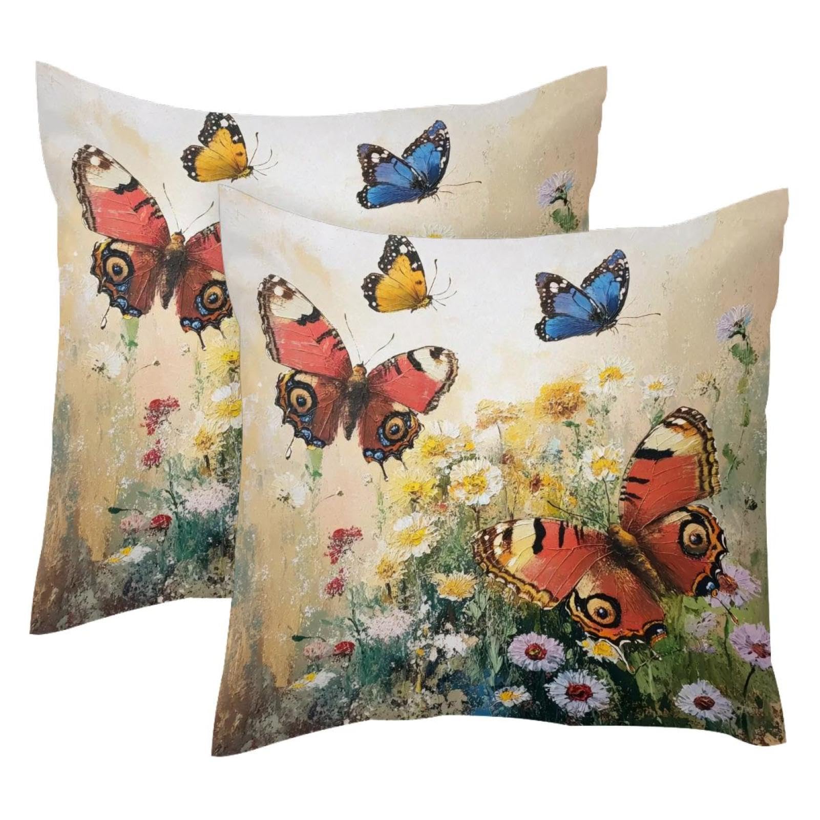 Housse de coussin velours doux de qualité supérieure motif papillon 50x50