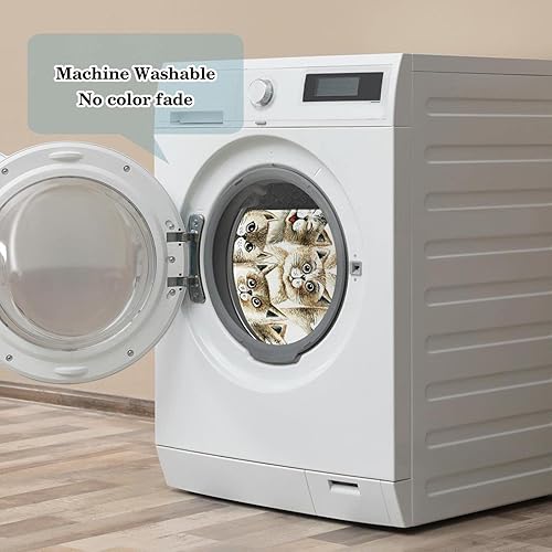 Miniatura 7 de Bonito patrón de cabeza de gato retro marrón tapete duradero para puerta delantera tapete de entrada antideslizante absorbente resistente a la