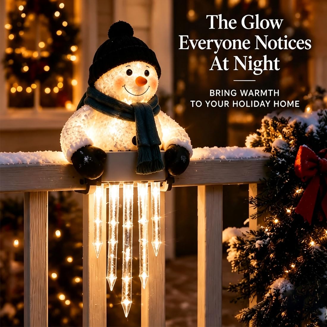 Decorazione Luminosa a Forma di Pupazzo di Neve Winterglow con ghiaccioli, Figure Luminose di Pupazzi di Neve per Esterni (A)