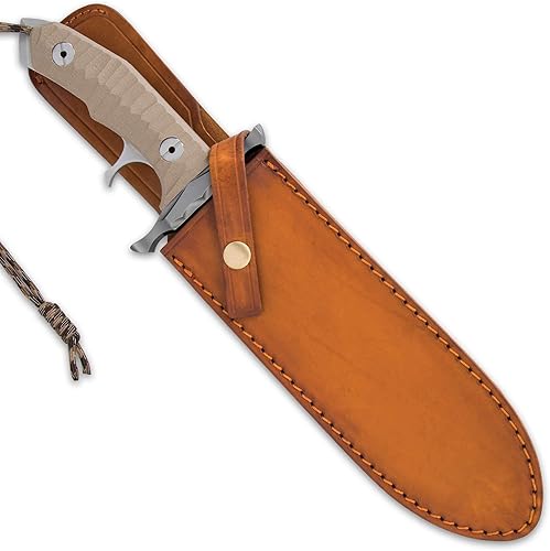 Miniatura 6 de United Cutlery Rambo Last Blood Heartstopper - Cuchillo y funda de cuero, autorizado oficialmente por Stallone, hoja de acero inoxidable 7Cr17,