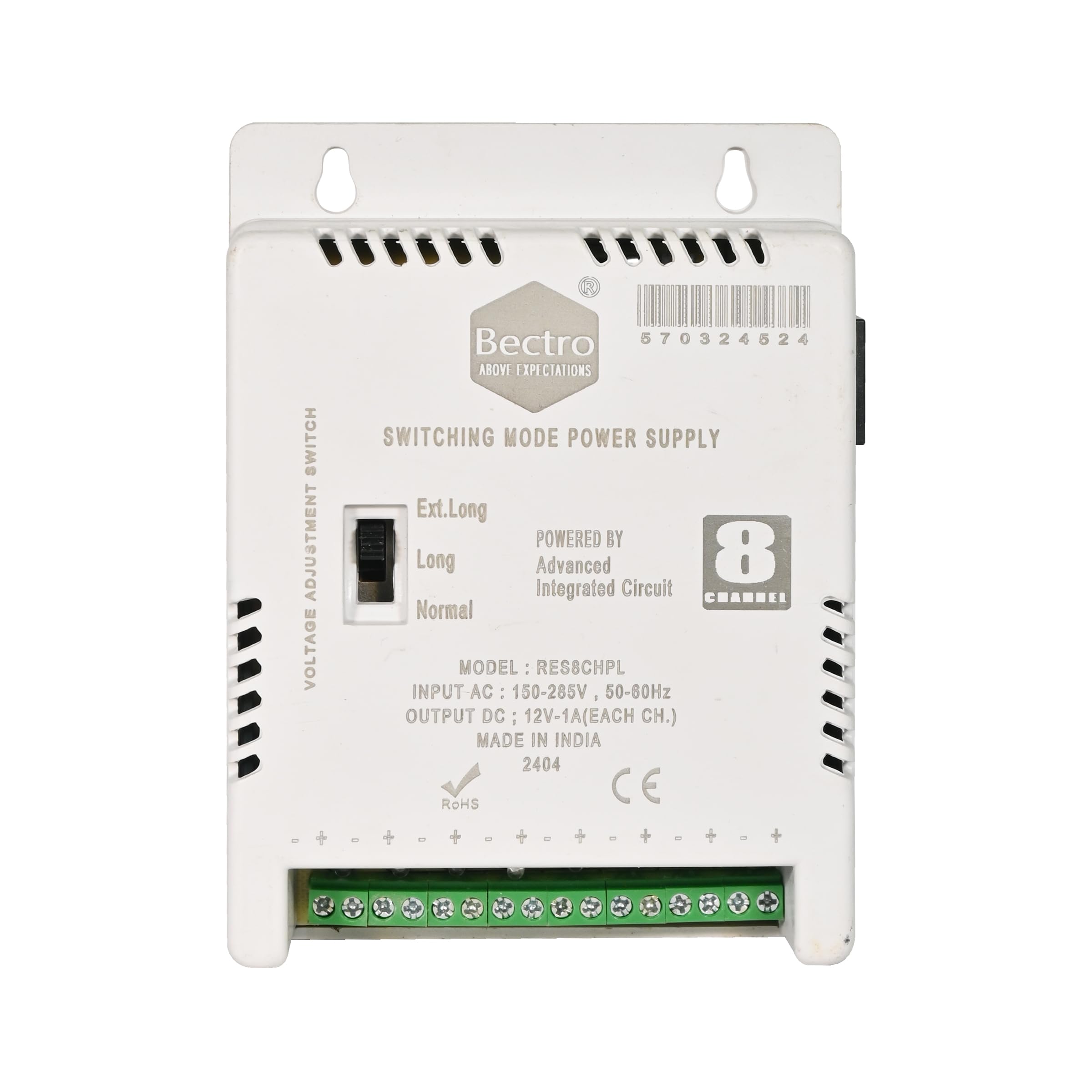 Bectro 8 Channel CCTV Power Supply - 12V 10A -2