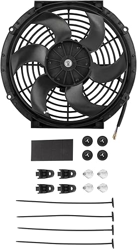 BOXI Ventilador delgado universal de refrigeración para radiador eléctrico de 10 pulgadas, 12 V con kit de montaje (curvado ancho resistente, 6