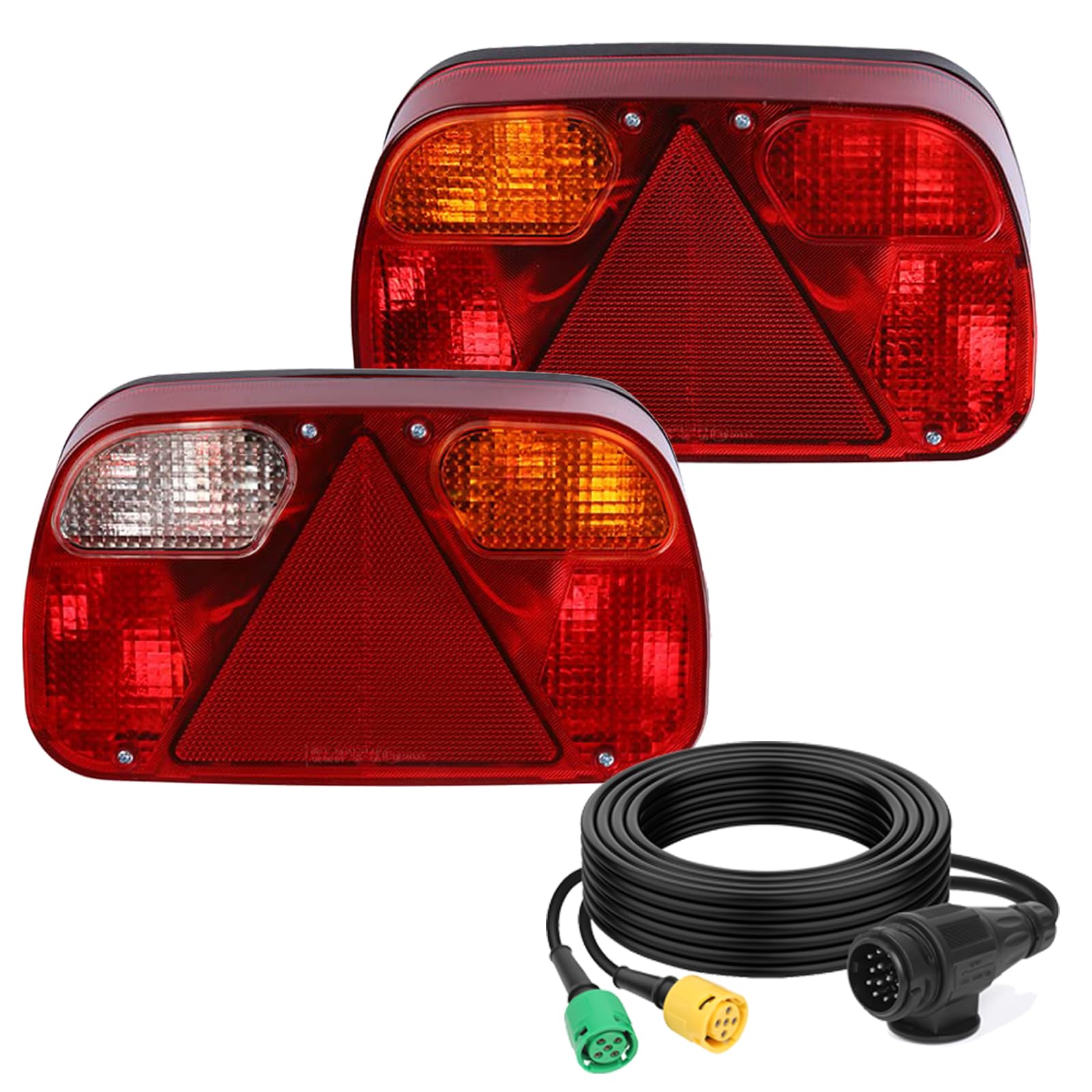 AOHEWEI Kit de Luces Traseras de Remolque Lámpara De Freno para Camión Iluminación Indicadora Kit de Cableado y Enchufe de 13 Pines con Cable de 5 Hilos 5,5m para Remolque Caravana o Camión