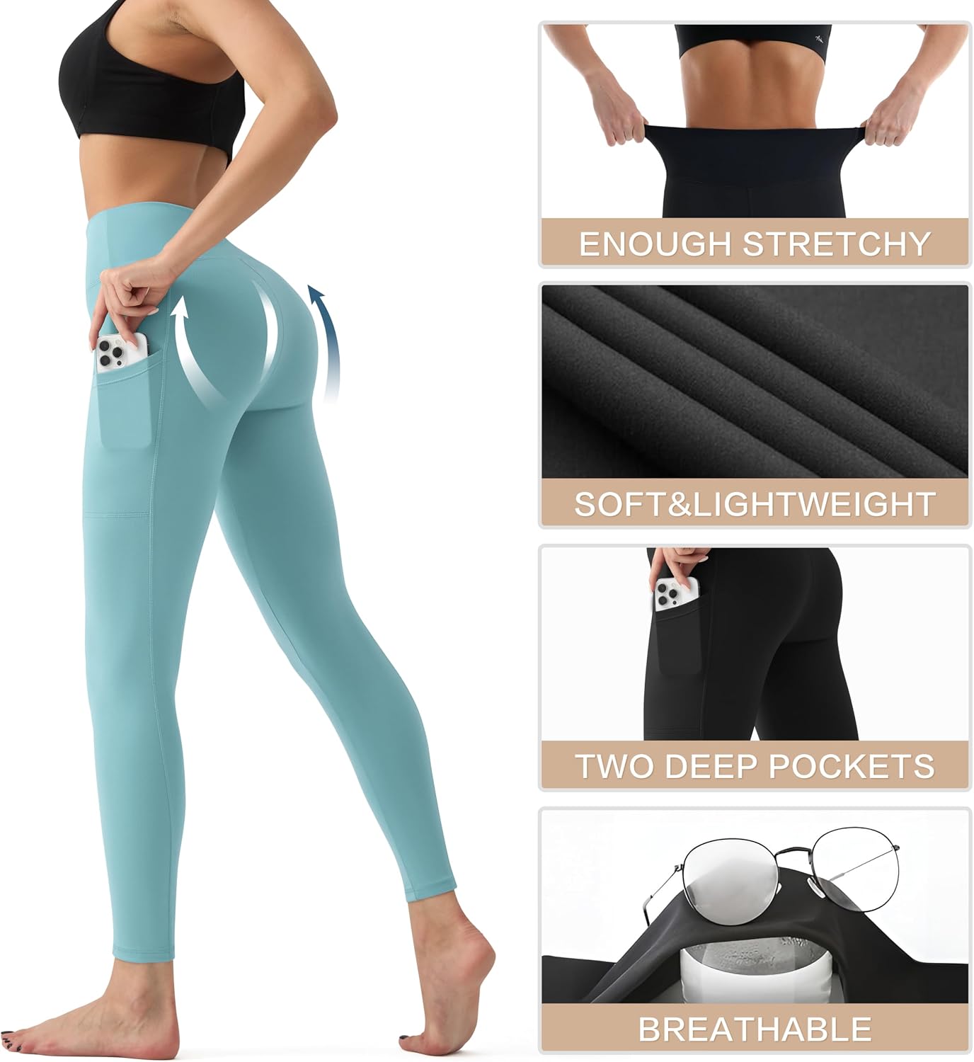 YUDSUD High Waisted Leggings for Women - Tummy Control Yoga Pants for Workout Running Athletic Women's Leggings Plus Size thumbnail