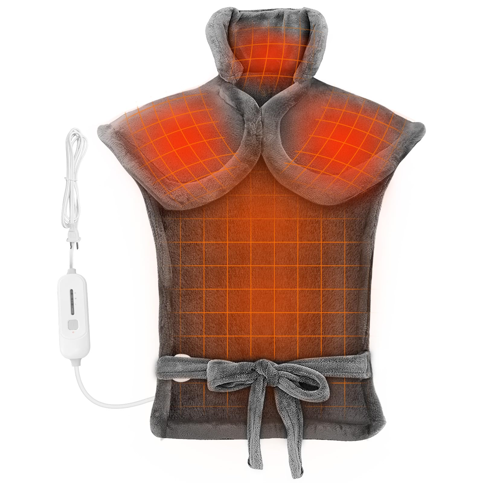 Comfier Heating Pad for Back Pain Relief, FSA HSA Eligible, Fast Heating Pad for Neck and Shoulders, Electric Heated Wrap, 3 Heat Levels & 90-Mins Auto Shut Off, Birthday Gifts for Mom Dad Women Men