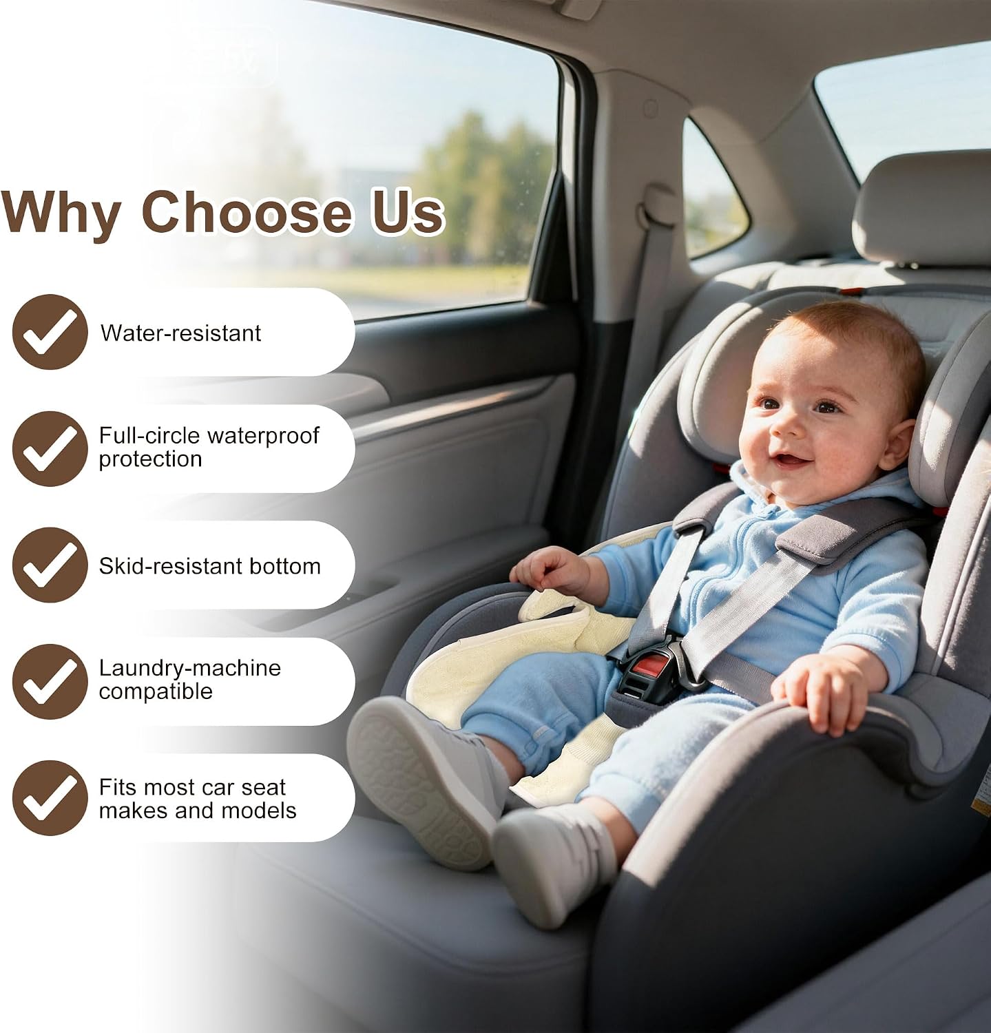 Piddle Pads Carseat, 2 Pieces Car Seat Potty Training Pad, Waterproof and Anti-Slip, Breathable and Comfortable, Machine Washable, Car Seat Piddle Pads for Stroller, Dining Chair (Khaki and Gray)