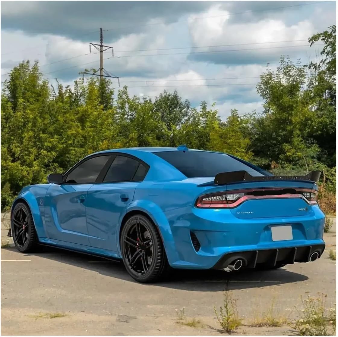 Car Bumper Rear Bodykit Spoiler Diffuser Posterior Lip Compatible for Dodge Charger, SRT 2015-2021 Enveloping Modified Accessories Guard(CF Pattern)