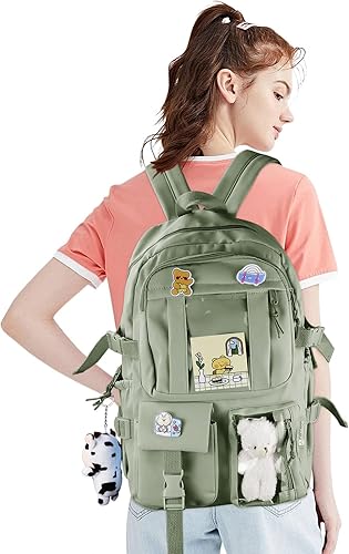 Miniatura 6 de AoMoon Mochila kawaii con bonito diseño en colores pastel para adolescentes, bolsas estéticas para estudiantes con pin Kawaii y accesorios lindos