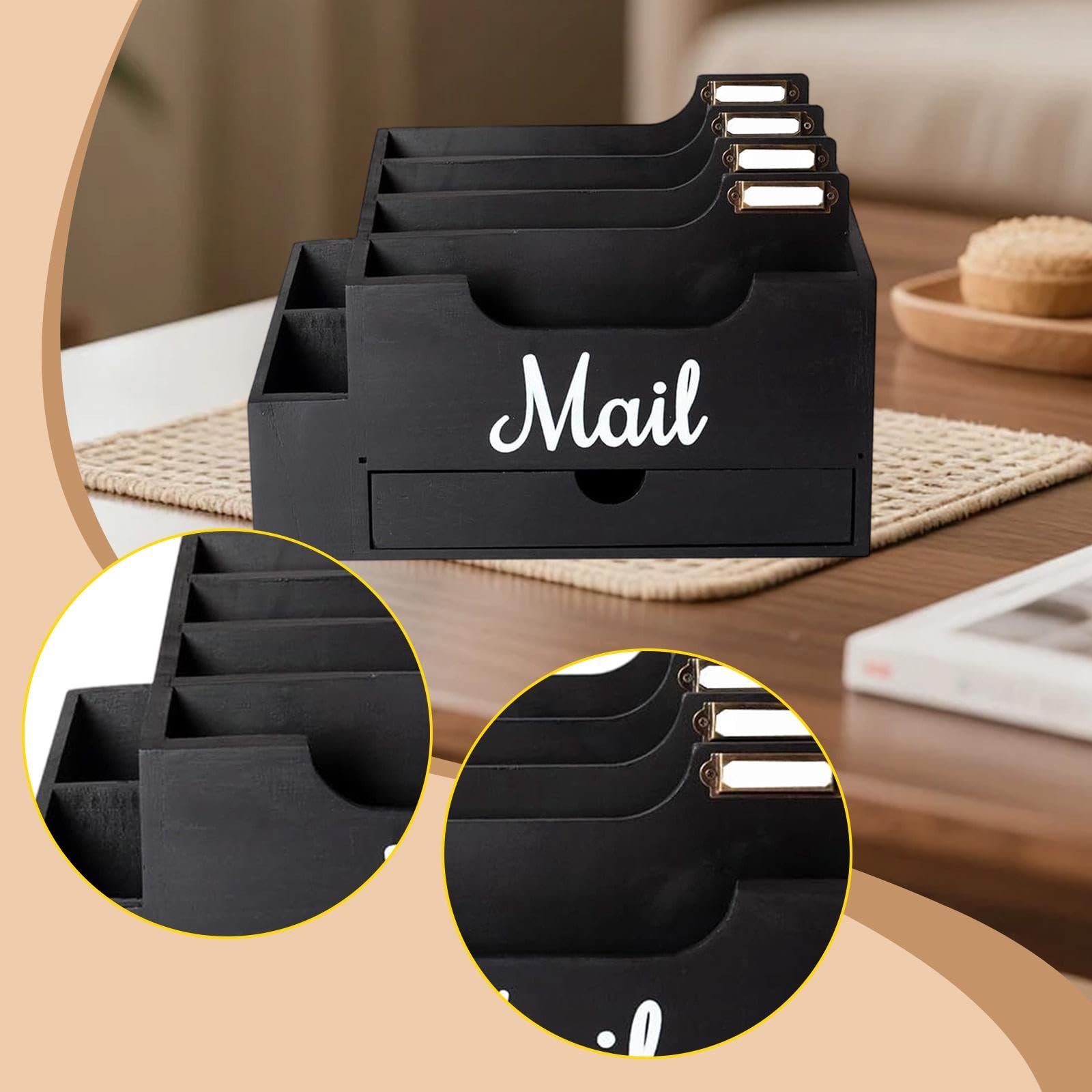 Baoblaze Organizador de de mostrador, organizador de escritorio, estante para, soporte para archivos y, Negro
