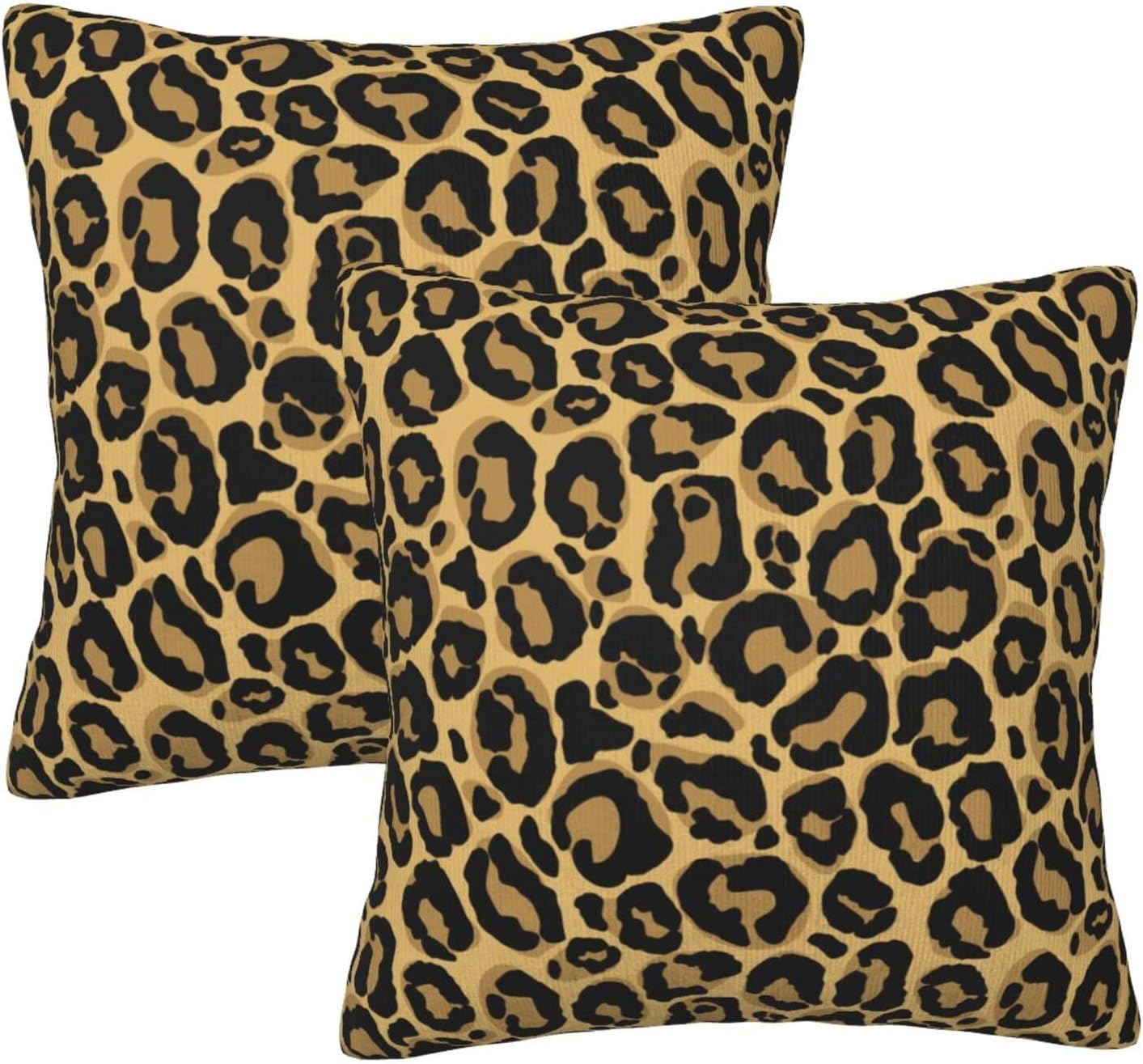 Leopard Print Polyester 18x18 Inch Throw Pillow Covers Set