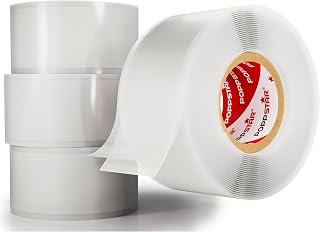 POPPSTAR selbstverschweißendes Silikonband, 3m x 25mm, Isolierband und Dichtungsband (Wasser, Luft), transparent, 4 Rollen