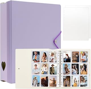 A4 Kpop Photocard Binder with 25 Pages 9 Pocket, 2x3 inch Kpop Photocard Holder Book, Photo Album for Fujifilm Instax Mini Camera Polaroid Printer Photo Film (Purple)