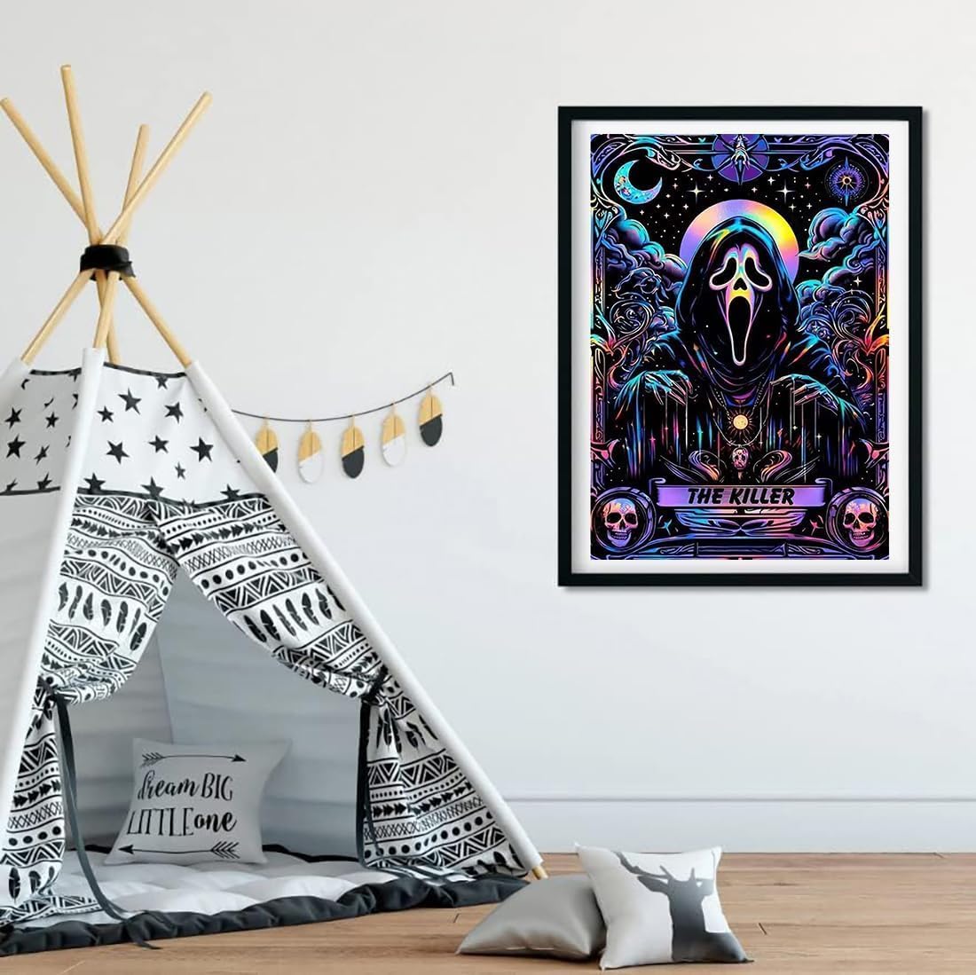 SOTYIOO Halloween Paint by Number Kits for Adults, Paint by Numbers for Adults Beginner Drawing Paintwork with Paintbrushes On Canvas Wrinkle-Free Canvas Acrylic Pigment Oil Paint Killer16x20inch