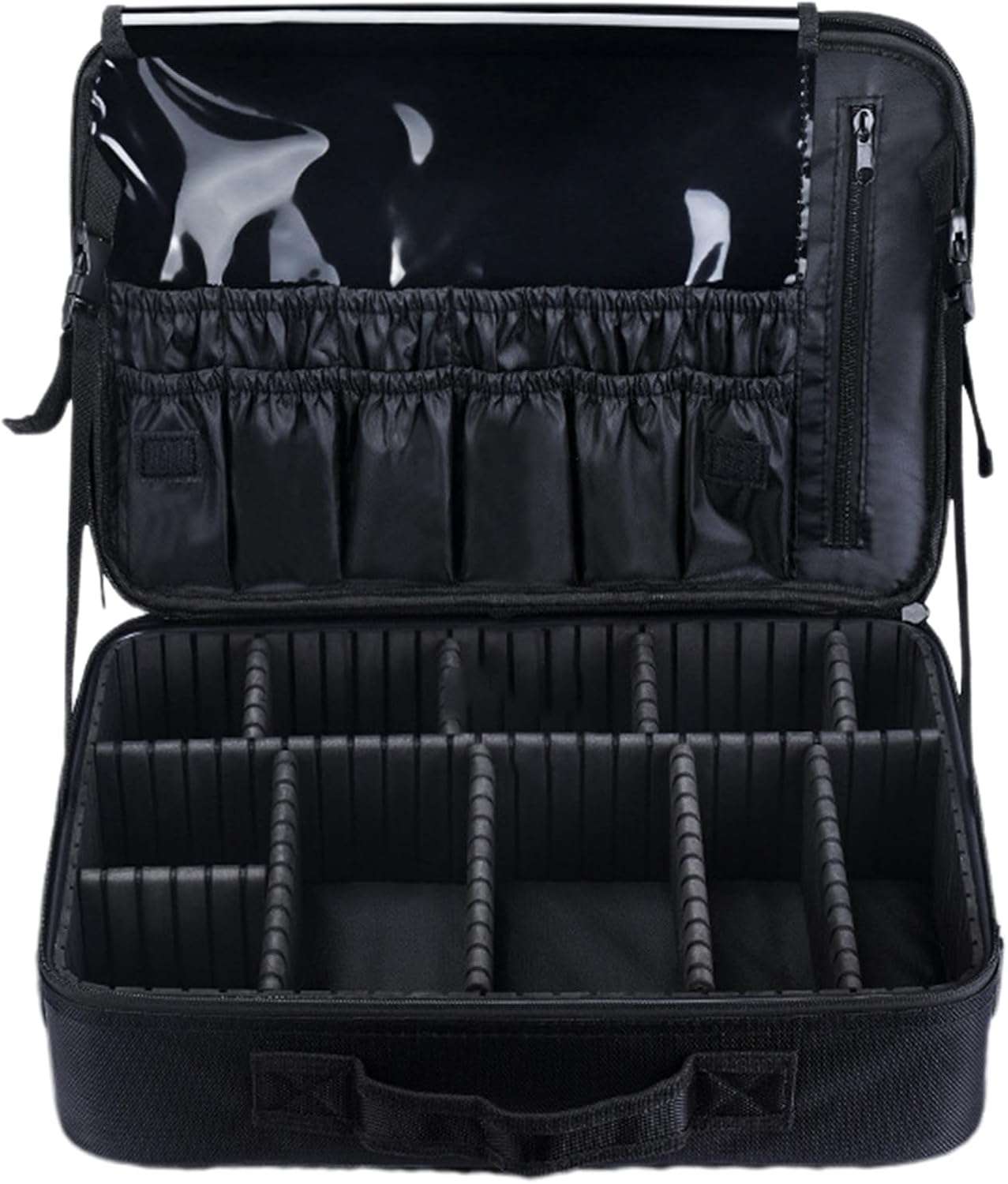 Large Capacity Makeup Organizer Bag with Thermal Insulation Layer, Waterproof Oxford Cosmetic Storage Case with Adjustable Compartments, Portable Makeup Artist Tool Bag for Travel
