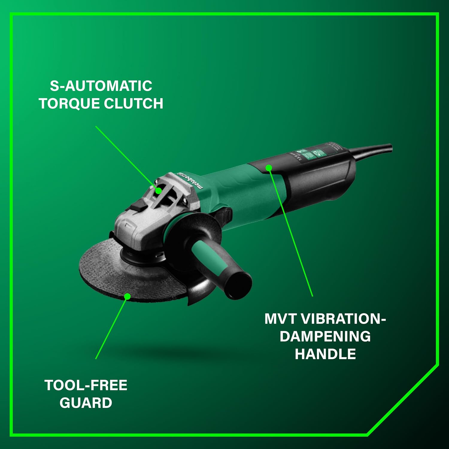 Metabo HPT Variable Speed Angle Grinder 6 In, WEV 15-150 HT, 646563420 | VTC Variable Speed, Angle Grinder Tool, Stone Work, S-Automatic Clutch, Lock-On Switch, MVT, Side Grinder, 6 Inch Grinder