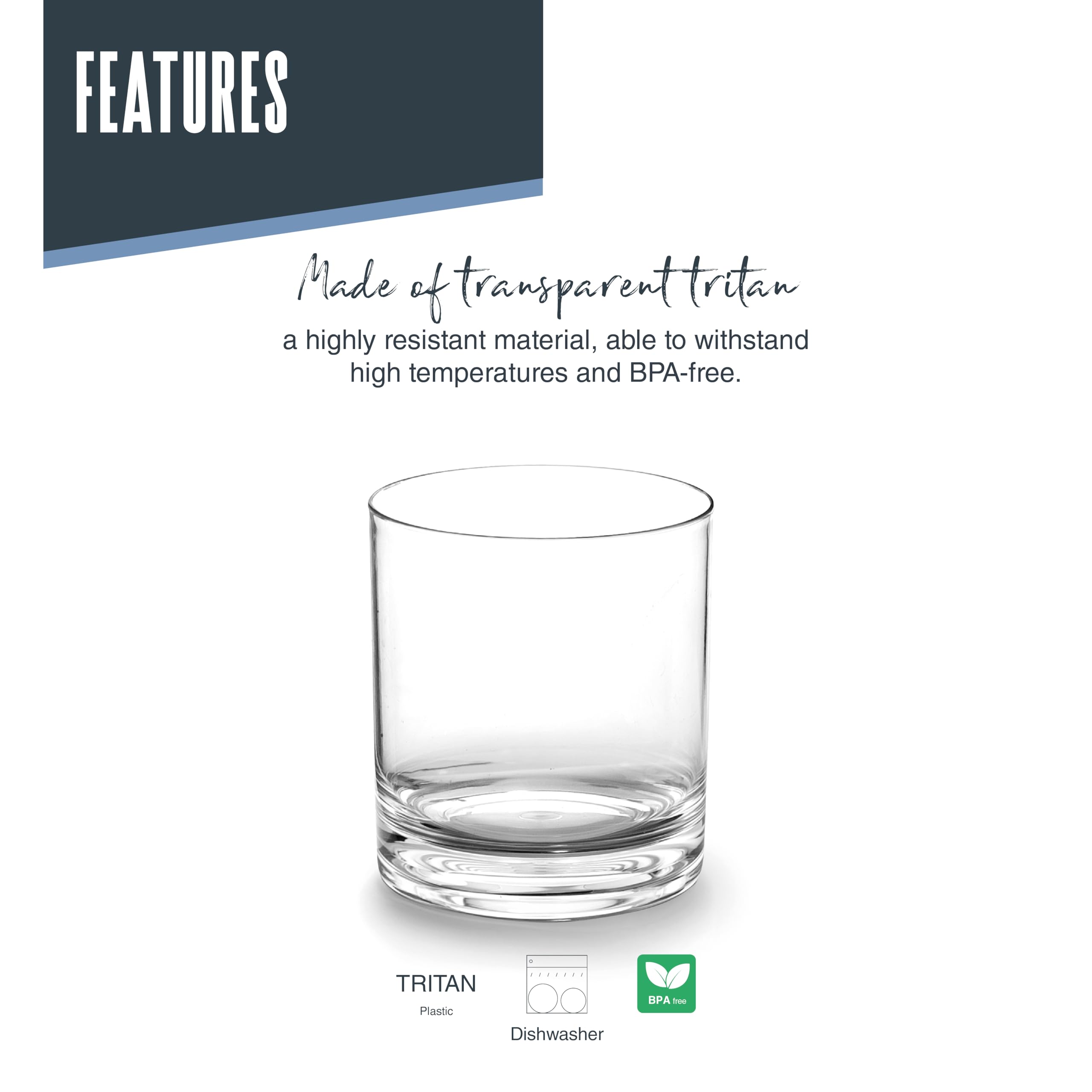 LACOR - 63141 – Set de 6 verres à whisky, Tritan, sans BPA, 400 ml, compatibles lave-vaisselle, réutilisables, polyvalents
